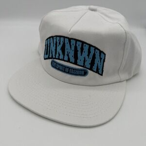 UNKNWN The Sport of Fashion White Snapback Hat Est 2011 Blue Logo